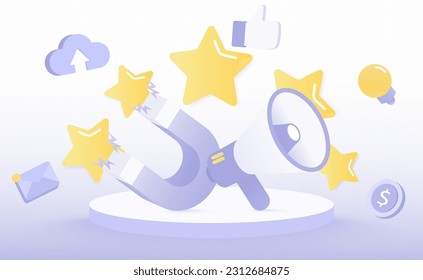 Digital marketing ideas concept. Online advertising, promotion campaigns, content creation, and market trend analysis. Give positive reviews and suggestions to improve product or service. 