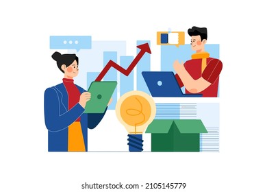 Digital Marketing Illustration concept. Flat illustration isolated on white background.