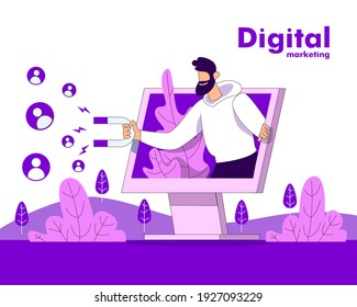 Digital marketing illustration concept vector