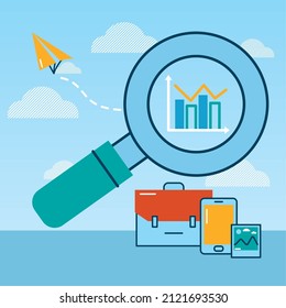 digital marketing illustration with related icons