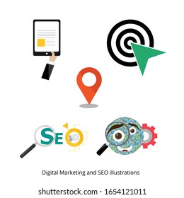 Digital Marketing illustration set for online businesses