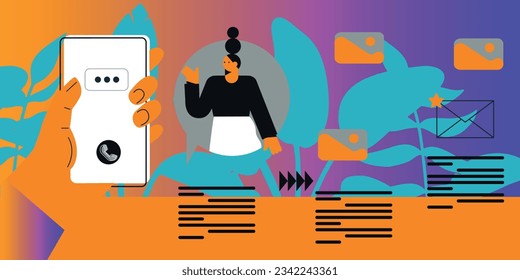 Digital Marketing illustrations. Business activities. Modern deep machine learning technology. Flat vector illustration