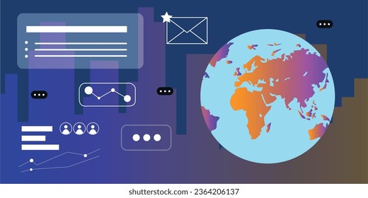 Digital Marketing illustrations. Business activities. Modern deep machine learning technology. Flat vector illustration