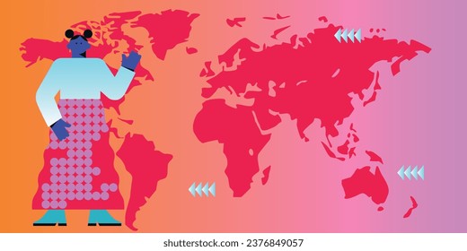 Digital Marketing illustrations. Business activities. Modern deep machine learning technology. Flat vector illustration