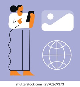 Digital Marketing illustrations. Business activities. Modern deep machine learning technology. Flat vector illustration
