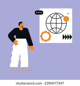 Digital Marketing illustrations. Business activities. Modern deep machine learning technology. Flat vector illustration