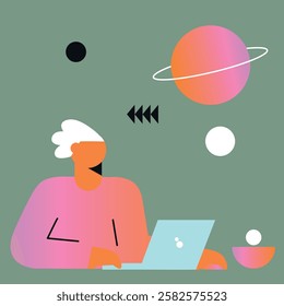 Digital Marketing illustrations. Business activities. Modern deep machine learning technology. Flat vector illustration
