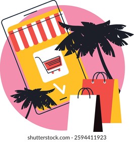 Digital Marketing illustrations. Business activities. Modern deep machine learning technology. Flat vector illustration