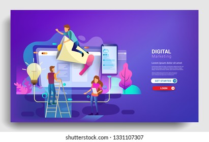 Digital marketing landing page template. Modern flat design concept of web page design for website and mobile website. Vector illustration