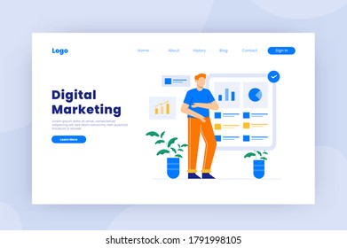 Digital marketing landing page template.Modern flat design concept of web page design for website and mobile website. Vector illustration