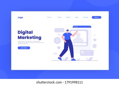Digital marketing landing page template.Modern flat design concept of web page design for website and mobile website. Vector illustration