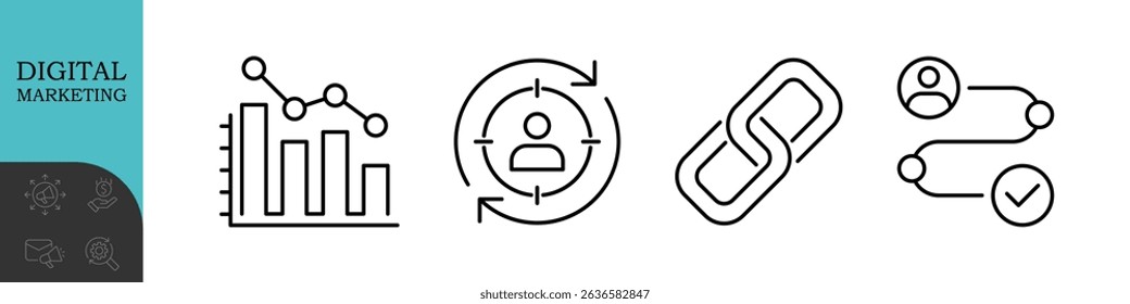 Digital Marketing Line Editable Icons set. Vector illustration in modern thin line style of advertisement related icons: online shop, content, streaming, and more