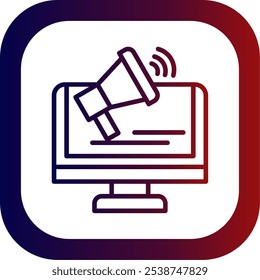 Design de ícone de vetor de canto redondo de gradiente da linha de marketing digital