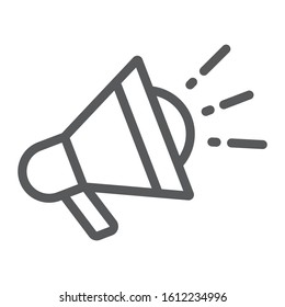 Digital marketing line icon, business and promotion, megaphone sign, vector graphics, a linear pattern on a white background, eps 10