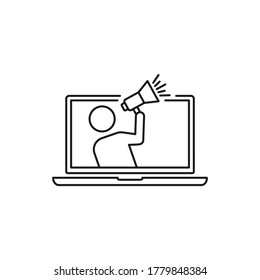 Digital marketing line icon isolated on white background. Vector illustration