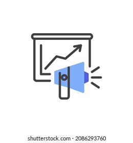 Digital marketing line icon. linear style sign for mobile concept and web design. Presentation, advertising outline vector icon. Symbol, logo illustration. Vector graphics