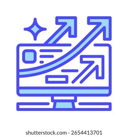 Ícone da Linha de Marketing Digital, Símbolo de Estrutura de Tópicos para Campanhas Online, Publicidade na Internet, Estratégia de Mídia Social, Criação de Conteúdo e Promoção da Web. Ícone de sinal vetorial.