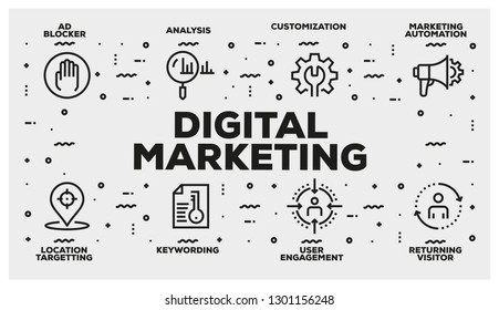 DIGITAL MARKETING LINE ICON SET