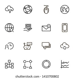 Digital marketing line icon set. Collection of high quality black outline logo for web site design and mobile apps. Vector illustration on a white background