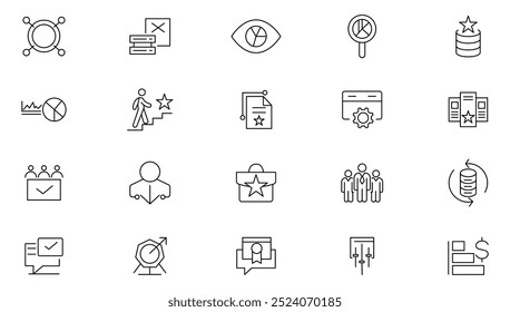Digital Marketing line icon set. Website, search, mail, analysis, content, development, containing SEO, content, website, social media, sales, e-commerce line icon set. Ui thin line icon pack.