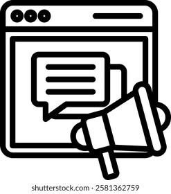 Digital Marketing Line Vector Illustration On White Background.
