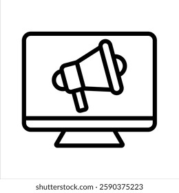 Digital Marketing Line Vector Illustration On White Background.