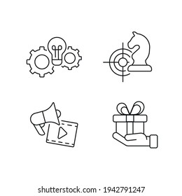Digital Marketing linear icons set. Advertising. Thin line customizable illustration. Contour symbol. Vector isolated outline drawing. Editable stroke