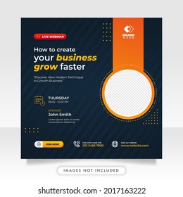 Digital marketing live webinar and business social media post template