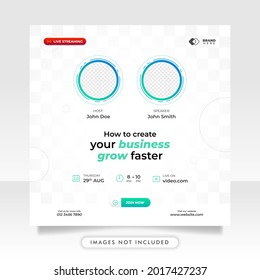 Digital marketing live webinar and business social media post template.