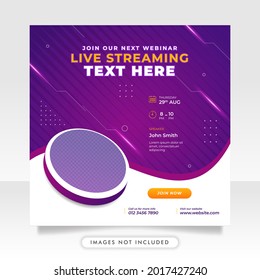 Digital marketing live webinar and business social media post template.