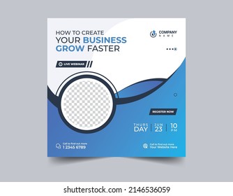 Digital marketing live webinar and business social media post template