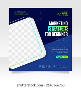 Digital Marketing Live Webinar And Business Conference Social Media Post Template.