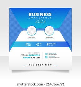 Digital marketing live webinar and business conference social media post template.