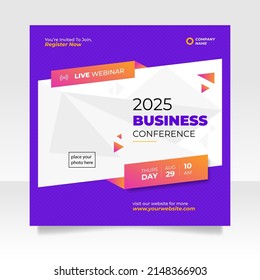 Digital Marketing Live Webinar And Business Conference Social Media Post Template