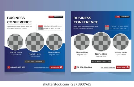 Digital marketing live webinar and business social media post template