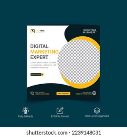 Digital marketing live webinar and corporate social media post template