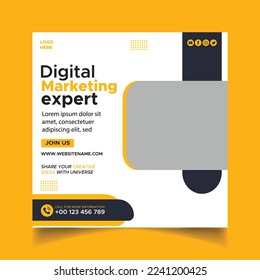 Digital marketing live webinar and corporate social media post template

