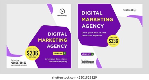 Digital marketing live webinar and corporate social media post or template banner