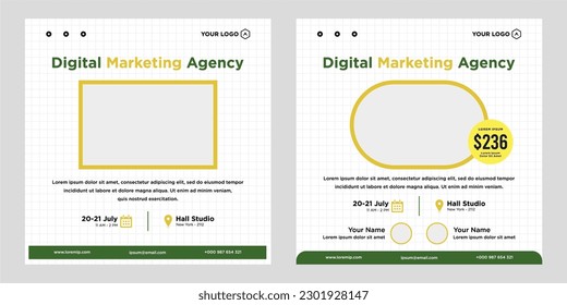 Digital marketing live webinar and corporate social media post or template banner