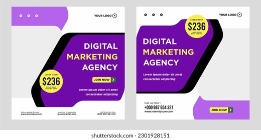Digital marketing live webinar and corporate social media post or template banner