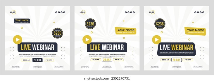 Digital marketing live webinar and corporate social media post or template banner