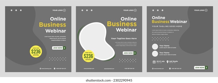 Digital marketing live webinar and corporate social media post or template banner