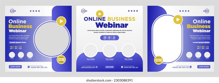 Digital marketing live webinar and corporate social media post or template banner