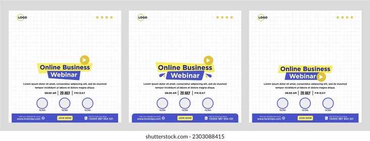 Digital marketing live webinar and corporate social media post or template banner