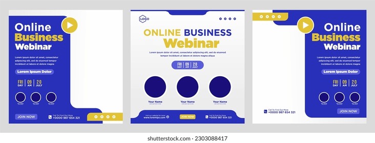 Digital marketing live webinar and corporate social media post or template banner