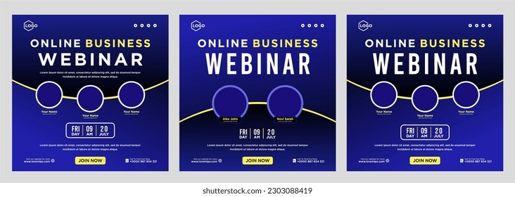 Digital marketing live webinar and corporate social media post or template banner