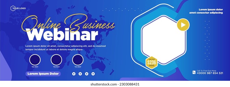 Digital marketing live webinar and corporate social media post or template banner