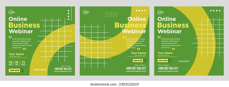 Digital marketing live webinar and corporate social media post or template banner