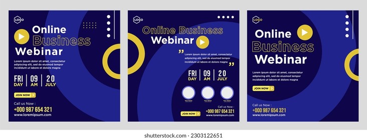 Digital marketing live webinar and corporate social media post or template banner