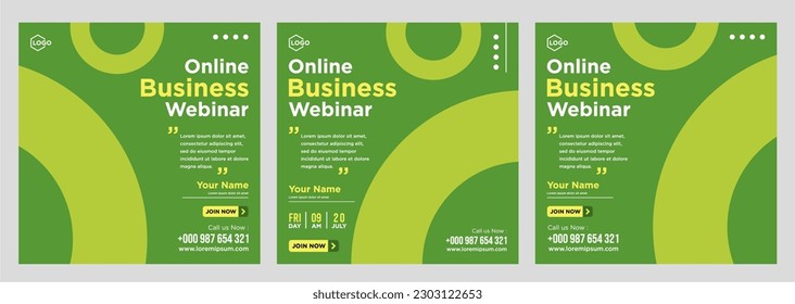 Digital marketing live webinar and corporate social media post or template banner